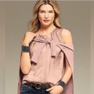 Cabi Elegant Taupe Sleeveless Top